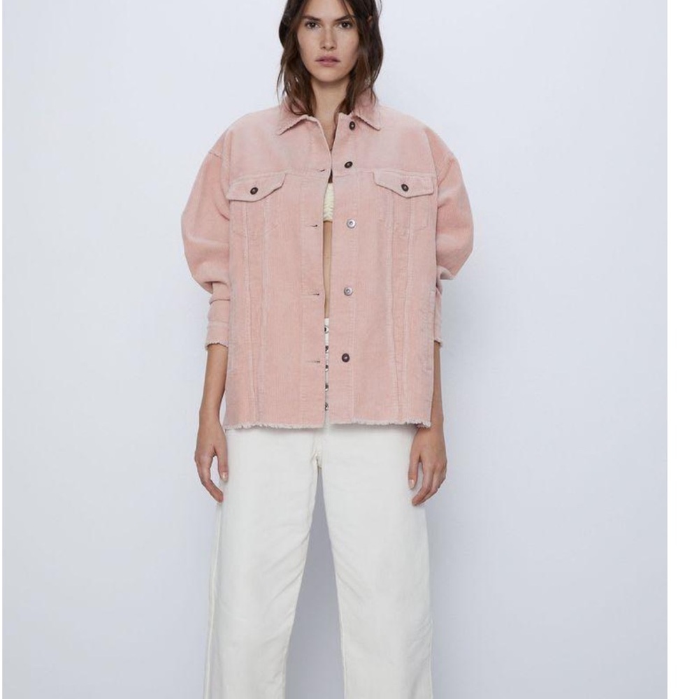 Zara Pink Corduroy Oversized Shirt Jacket
